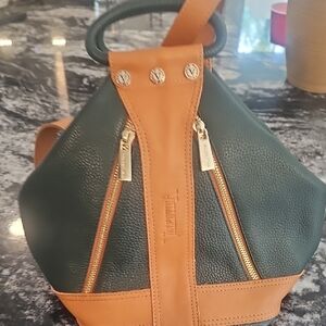 Elegant Tan and Green Women's Backpack